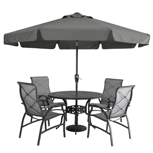 MASTERCANOPY Patio Umbrella OutdoorMarket Table Umbrella with Ruffles, 8 Sturdy Ribs (9FT, Dark Gray)
