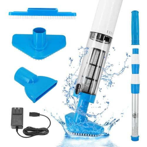 2026 New Handheld Pool Vacuum for Above Ground Pool & Hot Tub Vacuum, with 2 Brush Heads, Over 90 Mins Running Time, Powerful Suction, Ideal for...