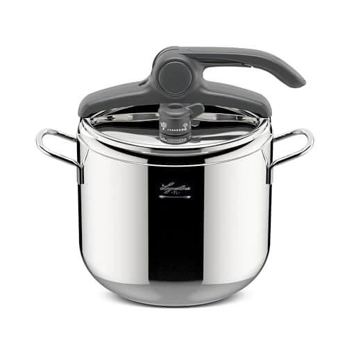 Lagostina Irradial, 7L/ 7.4 Qt. Pressure Cooker Lagoeasy’up, Progressive valve to control steam release speed, 18/10 Stainless Steel interior,...