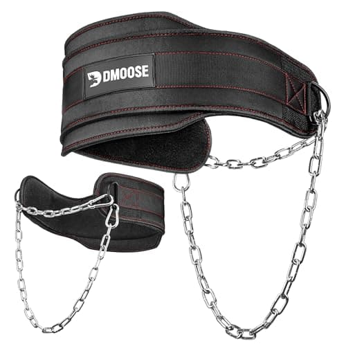Ceinture de musculation DMoose pour haltérophilie, ceinture de poids avec chaîne pour tractions, ceinture de levage de gymnastique pour dynamophilie, squat, musculation, acier robuste,...