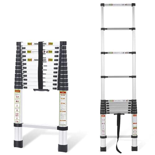 Échelle télescopique RIKADE, échelle télescopique en aluminium de 16,5 pieds avec pieds antidérapants, échelle à rallonge portable pour le travail domestique et extérieur, grenier...