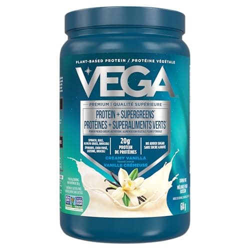 Vega Protein + Supergreens - 20g Plant-Based Pea Protein with Veggies, Vanilla, 21 Servings, Vegan Keto, Non-GMO, Gluten Free, Dairy Free, Low...