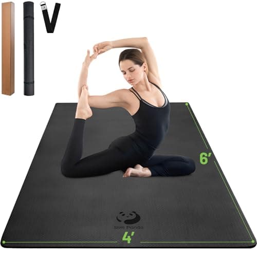 Slim Panda Large Yoga Mat 72"x48" (6'x4') - 6mm Extra Wide Exercise Mat for Home Workout, Non-Slip Eco-Friendly TPE Workout Mat for Yoga, Pilates,...