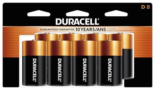 Piles Duracell Coppertop D, 8 unités (paquet de 1), pile D avec puissance longue durée, pile alcaline tout usage pour appareils ménagers et de bureau