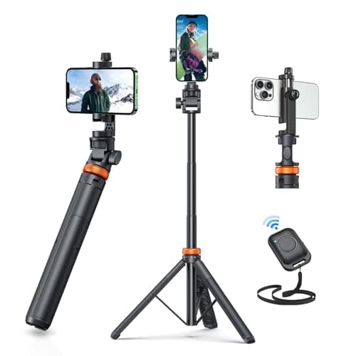 EUCOS 62" Phone Tripod, Tripod for iPhone & Selfie Stick with Remote, Extendable Cell Phone Stand & Travel Tripod, Solidest Tripod for Phone...