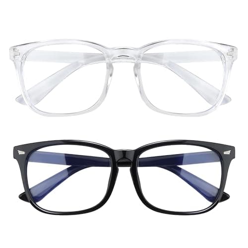 Lunettes bloquant la lumière bleue pour femmes et hommes - Lunettes de jeu et d'ordinateur - Montures transparentes - 2 pièces