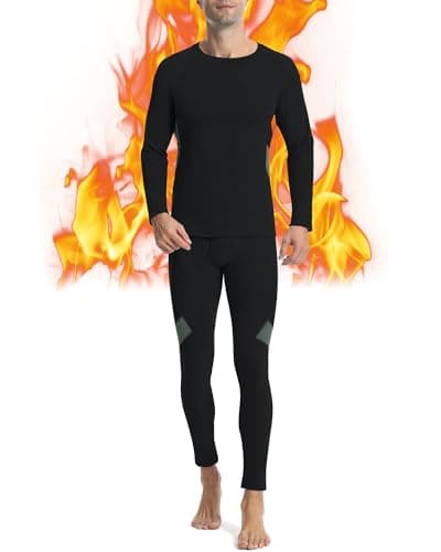 Runhit Ensemble de sous-vêtements thermiques pour hommes : sous-vêtements longs pour hommes, couche de base chaude, haut et bas, ski, course à pied, noir-vert, M