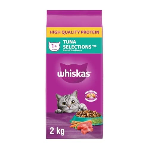 Whiskas Tuna Selections Adult Dry Cat Food – Natural Tuna Flavour, 2kg Bag