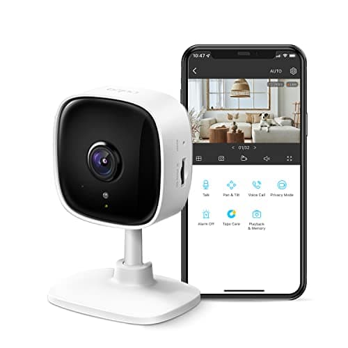 TP-Link Tapo 2K Indoor Home Security WiFi Camera, Up to 30ft Night Vision, Privacy Mode, Sound & Light Alarm, Up to 512 GB microSD Card Slot,...