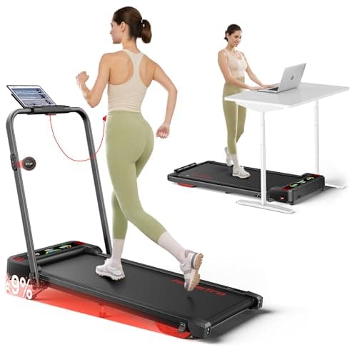 Tapis roulant pliable HomeTro avec inclinaison de 9 %, tapis roulant de marche et de course pour la maison, tapis roulant compact sous le bureau, télécommande avec sourdine et...