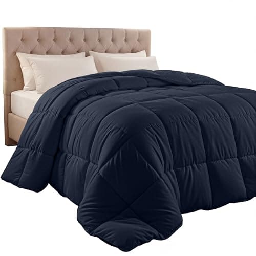 Utopia Bedding Couette matelassée avec languettes d'angle, couette alternative cousue dans une boîte (bleu marine, Queen (lot de 1))