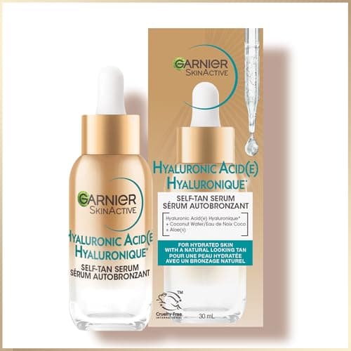 Gouttes bronzantes Garnier, sérum autobronzant à l'acide hyaluronique adapté aux peaux sensibles, bronzant hydratant pour le visage d'apparence naturelle et...