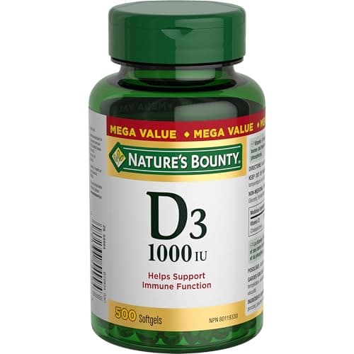 NATURE'S BOUNTY Vitamin D3, 1000 IU, Mega Value, Helps Support Immune Function, Helps Develop & Maintain Bones & Teeth, Helps in Absorption Of...