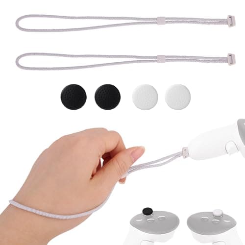 2pcs VR Controller Wrist Straps Compatible with Meta Quest 3/3S, Adjustable VR Controller Hand Strap with Thumbstick Grip Caps for Mixed Reality...