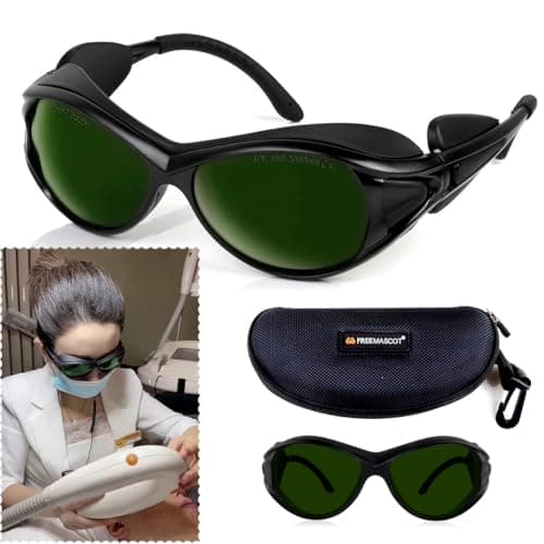 FreeMascot IPL Glasses 190nm-2000nm Laser Eye Protection Glasses for Tanning, Laser Hair Removal (Green) (Frame Style 2)
