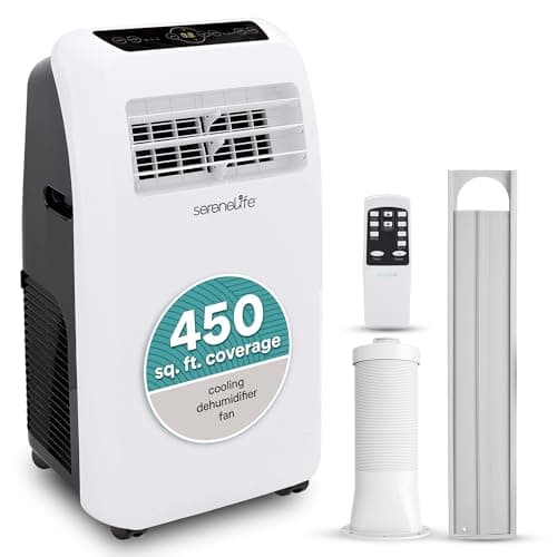 SereneLife Portable Air Conditioner – with Remote, 3-in-1 Ac Unit with Air Cooler Fan and Dehumidifier, Quiet Operation with 3 Speeds, 12,000 BTU,...