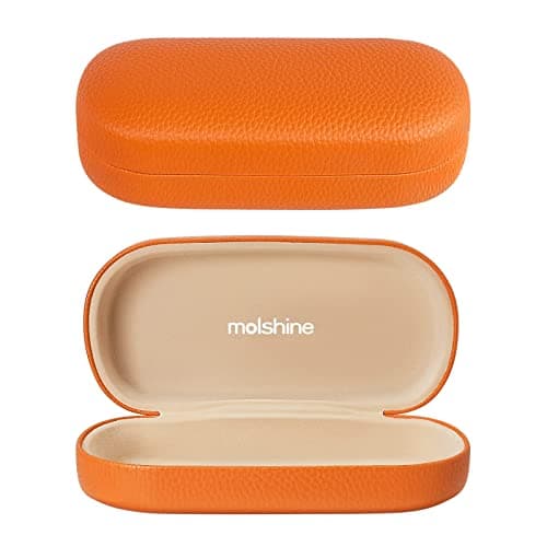 Molshine Étui à Lunettes de Soleil en Cuir à Coque Rigide, Grand étui à Lunettes Classique pour Femmes Hommes, Lunettes de Soleil (Orange)