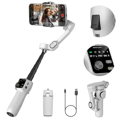 Cardan de téléphone portable AOCHUAN pour l'enregistrement vidéo avec suivi AI, stabilisateur de cardan à 3 axes pour iPhone avec écran OLED, stabilisateur de smartphone avec 7,8'...