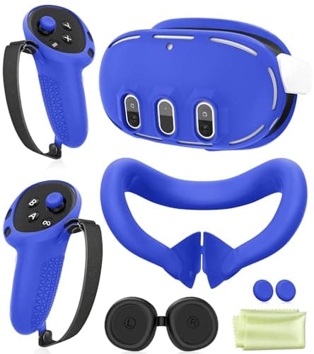 Silicone Cover Set Compatible with Oculus/Meta Quest 3, VR Accessories Protective Cover Includes Controller Grips, Front Shell Headset Cover and...
