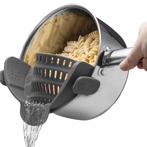 Passoire Gizmo de cuisine originale pour casseroles, poêles et bols - Clip en silicone réglable sur passoire - Snap N Strain Kitc...