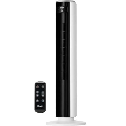 LEVOIT 25dB Tower Fan for Bedroom, 26ft/s Velocity Standing Fan, 90° Oscillating Cooling Fans for Home, 12 Speeds, LED Display, 4 Modes, 12H Timer,...
