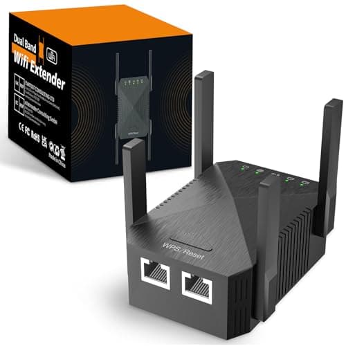 WiFi Extender Signal Booster for Home, 6 High-Gain Antennas, Covers Up to 10000 Sq.Ft & 120 Devices, 1200Mbps Dual Band (2.4GHz & 5GHz), Equipped...