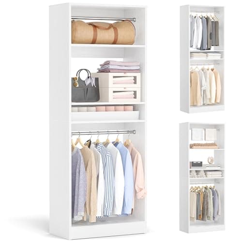 Système de placard Cyclysio 2FT, système d'organisation de placard en bois de 25 pouces avec tringle de suspension, petite unité de rangement pour dressing, porte-vêtements pour petits...