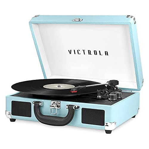 Tourne-disque portable Bluetooth Victrola Journey – avec haut-parleurs intégrés, tourne-disque vinyle 3 vitesses, sortie RCA, prise casque (turquoise)