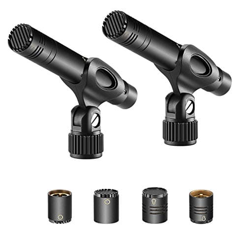 NEEWER 2-Pack Pencil Stick Condenser Mic with Interchangeable Omni Cardioid and Super Cardioid Capsules Foam Windscreens Mic Clip and Carrying Case...
