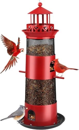 Decflow Bird Feeders for Outdoors Hanging, Wild Bird Feeder for Outside Bird, 4 lbs Large Capacity Durable Metal Bird Seed Feeder for Small Birds