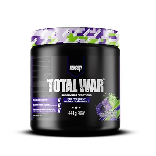 REDCON1 Total War Pre Workout Powder, Sour Gummy Bear - Beta Alanine + Citrulline Malate Vegan & Keto Friendly Preworkout for Men & Women with...