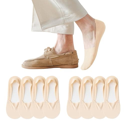 4 Pack Mens No Show Socks Thin Non Slip Socks Low Cut Liner Socks Invisible for Flats Boat