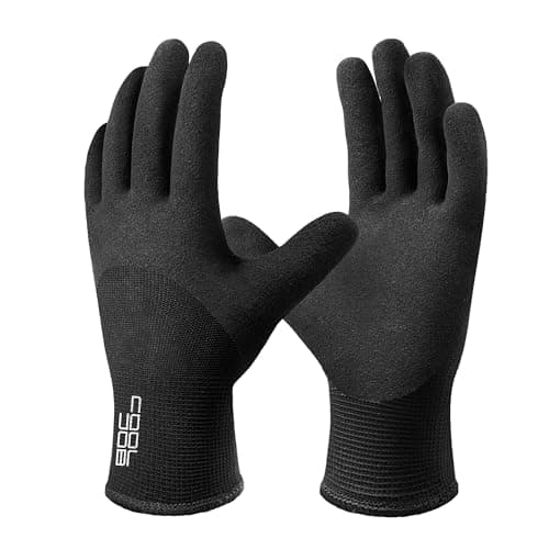 COOLJOB Winter Work Gloves for Men Women with Grip, Thermal Fleece Lined, 3/4 Latex Coated, Warm & Safety, for Freezer, Heavy Duty, Construction,...