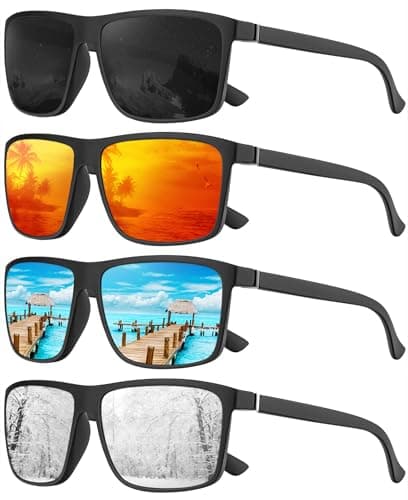 KALIYADI Men's Sunglasses: Classic Rectangular Polarized UV Protection for Fishing Driving