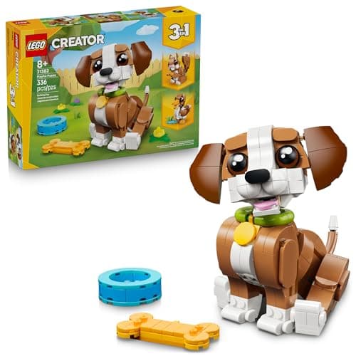 LEGO Creator 3 in 1 Cute Animals: Playful Puppy Dog Building Toy for Girls & Boys - Build a Pretend Play Dog, Squirrel, or Duck Toy - Gift Idea for...
