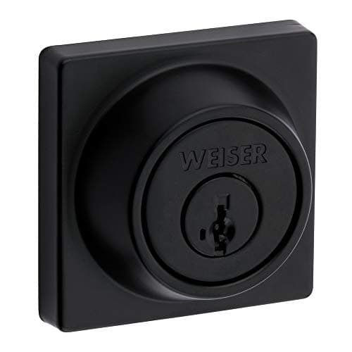 Weiser Elements Matte Black Square Deadbolt Lock, ANSI/BHMA Grade 3 Certified Front Door Lock, Kick Proof, Bump Proof & Anti-theft Exterior Door...