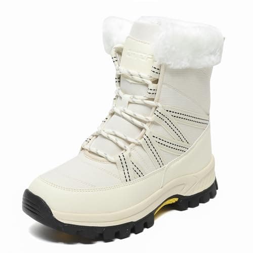 Womens Winter Snow Boots Waterproof Shoes Walking Comfortable Hiking Tennis Booties Furry Mid Calf Warm Lightweight