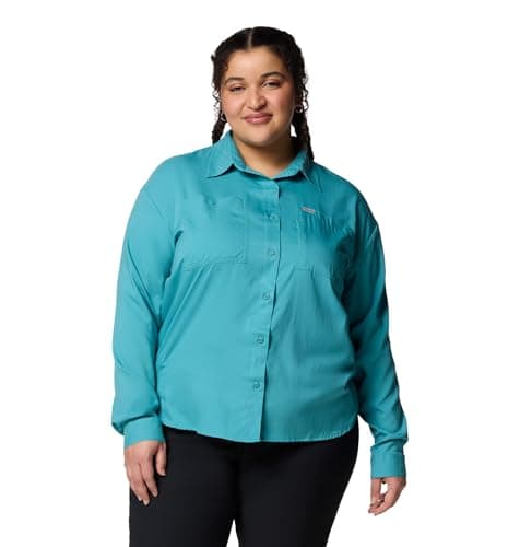 Columbia Silver Ridge Utility Chemise à manches longues pour femme, Bleu sarcelle, 1X