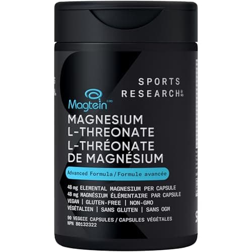 Capsules de L-thréonate de magnésium Magtein Sports Research - Supplément de magnésium pour la mémoire, la concentration et la cognition - Le thréonate de magnésium L soutient le sommeil...