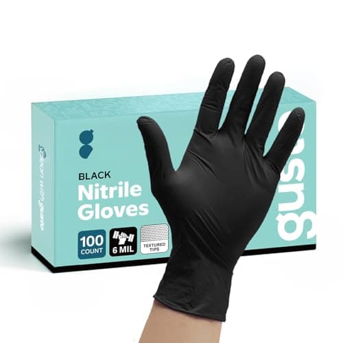 Gusto Black Nitrile Gloves [100 Count] Disposable Heavy Duty 6 Mil - Large