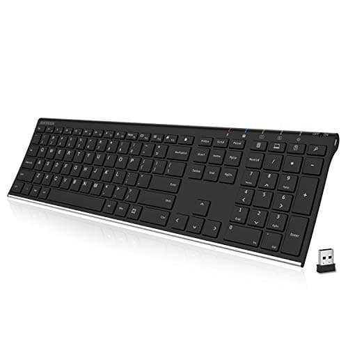 Clavier sans fil Arteck 2.4G Clavier pleine taille ultra fin en acier inoxydable avec pavé numérique pour ordinateur/ordinateur de bureau/PC/ordinateur portable/Surface/Smart TV et...