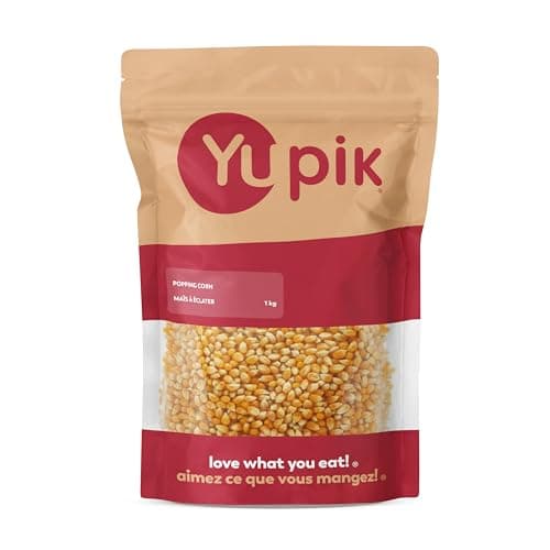 Grains de pop-corn Yupik, non salés, 1 kg, sans gluten, végétalien, casher, sans OGM, maïs soufflé, grains dorés entiers, sans sel, sans huile, source de...