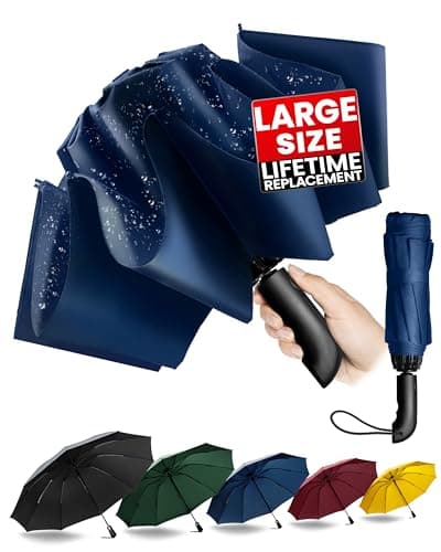Chakipee Parapluie inversé de voyage automatique Compact coupe-vent - Parapluies inversés automatiques pour la pluie - Hommes et femmes, Pliable Portable 48 pouces d'envergure,...