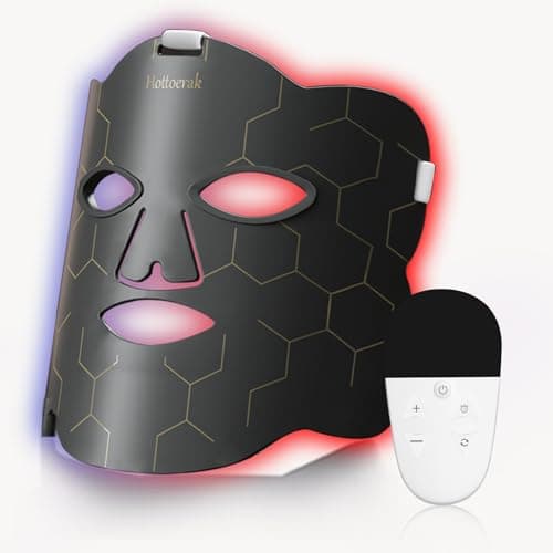 Hottoerak Lumière rouge pour le visage, masque à lumière rouge bleue avec proche infrarouge, 2 modes de lumière LED pour la maison et les voyages