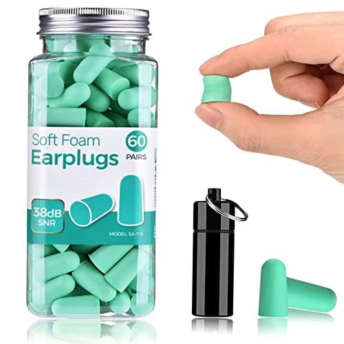Bouchons d'oreilles en mousse ultra douce, bouchons d'oreille avec étui de transport en aluminium, bouchon d'oreille en mousse réutilisable, réduction du bruit pour le travail, les études, les voyages, le champ de tir,...