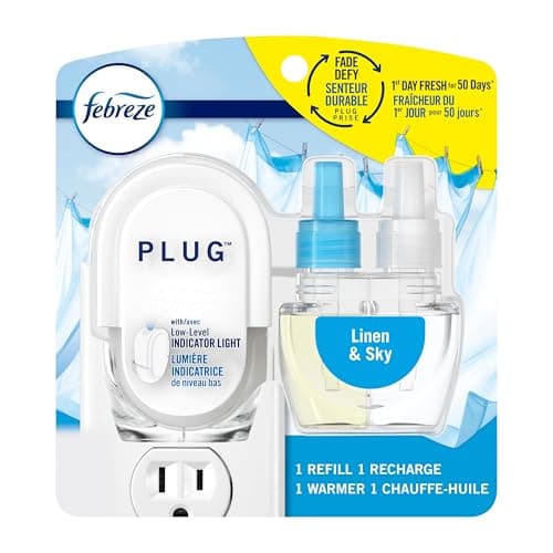 Febreze Plug In Air Freshener, Odor-Fighting Scented Oil Starter Kit, Air Fresheners for Home and Bathroom and Kitchen, Long Lasting for Strong...