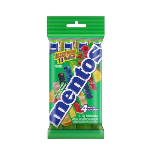 Mentos Chewy Mints, Discovery - Pack of 4 Rolls (56 Pieces), 37g per roll