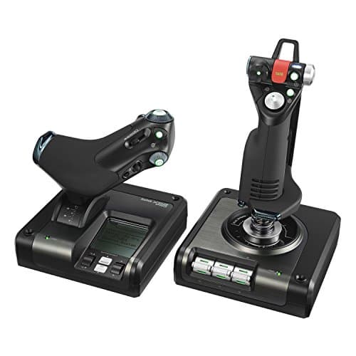 Logitech G Saitek X52 Pro Flight Control System, contrôleur et simulateur de joystick, écran LCD, boutons lumineux, 2xUSB, PC - Noir/Argent