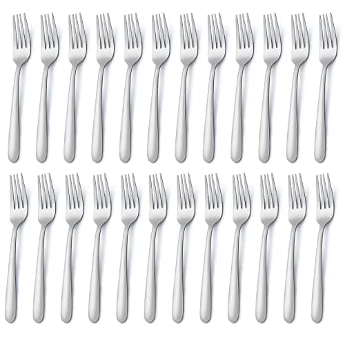 Pleafind 24 pièces fourchettes à dîner, fourchettes Pleafind argenterie, fourchettes à argenterie de 7,1 pouces, acier inoxydable, ensemble d'argenterie poli miroir, utilisation pour...