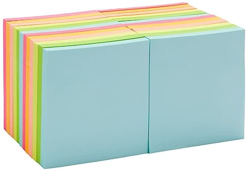 Amazon Basics Square Sticky Notes in a Variety of Colors, 3 x 3-Inch, 24-Pack